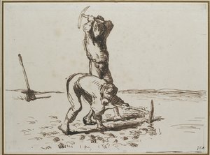 Twee Boeren die Graven met Pikhouwelen, ca. 1844 - 1846